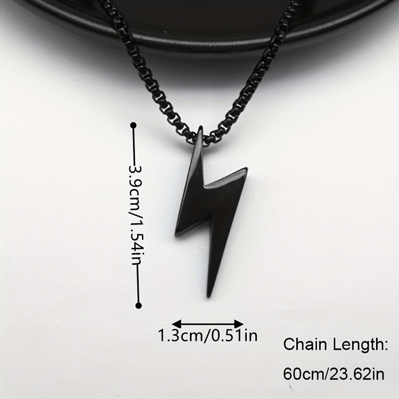 Men’s Lightning Pendant Necklace – Polished 304 Stainless Steel Durable Jewelry Gift for Him