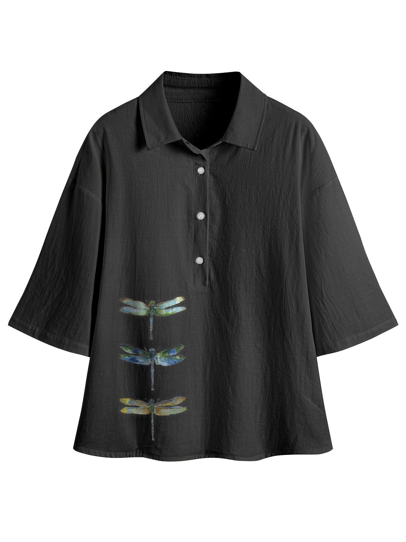 Women’s Cotton Dragonfly Cardigan Top – Button Front Loose Fit Casual Lightweight Knit for All Seasons