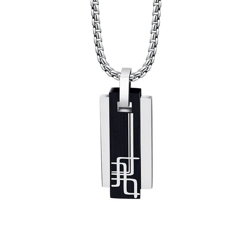 Korean Style Square Stainless Steel Pendant Necklace – Titanium 202 Steel Minimalist Men’s Casual Jewelry