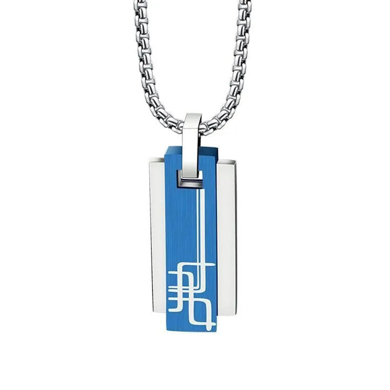 Korean Style Square Stainless Steel Pendant Necklace – Titanium 202 Steel Minimalist Men’s Casual Jewelry