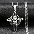 Witch Crescent Moon Celtic Knot Necklace – Stainless Steel Lucky Amulet Pendant for Women; Men | Gothic Spiritual Jewelry