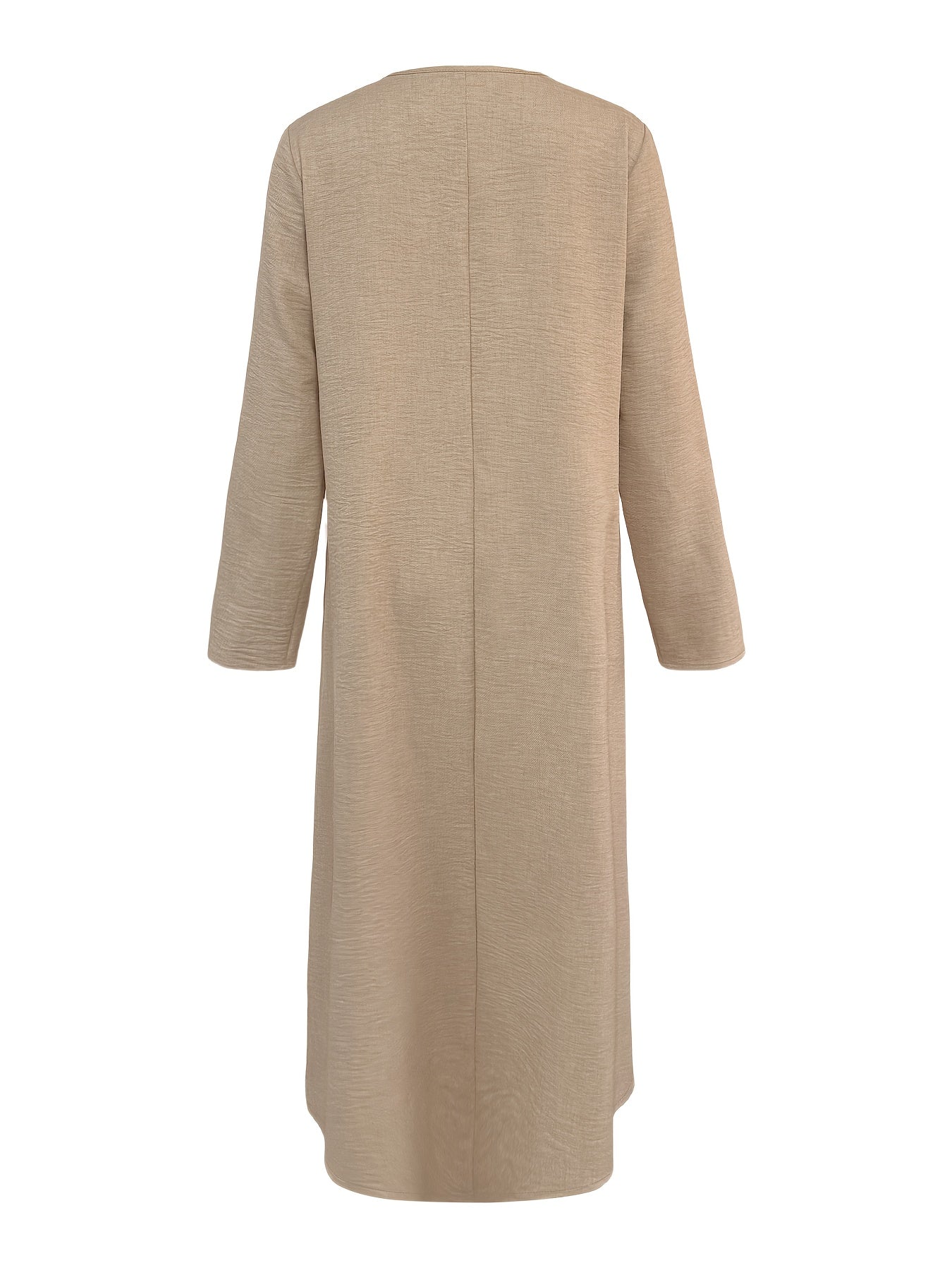 Linen V Neck Dress Women | Spring Autumn Long Sleeve Casual Vacation Dress Elegant A-Line