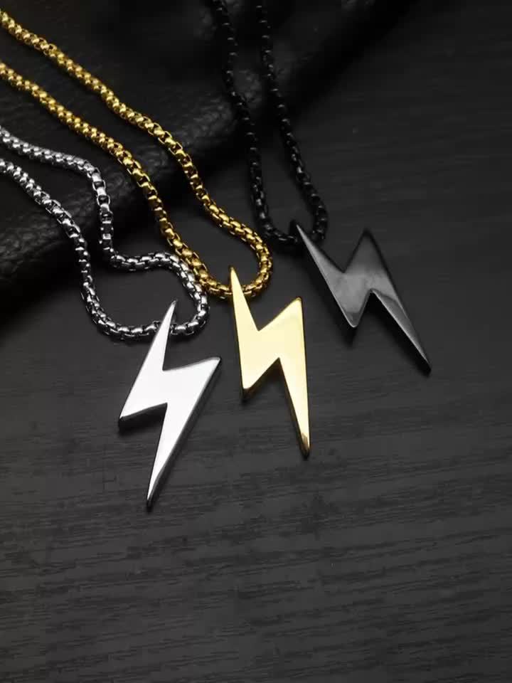 Men’s Lightning Pendant Necklace – Polished 304 Stainless Steel Durable Jewelry Gift for Him