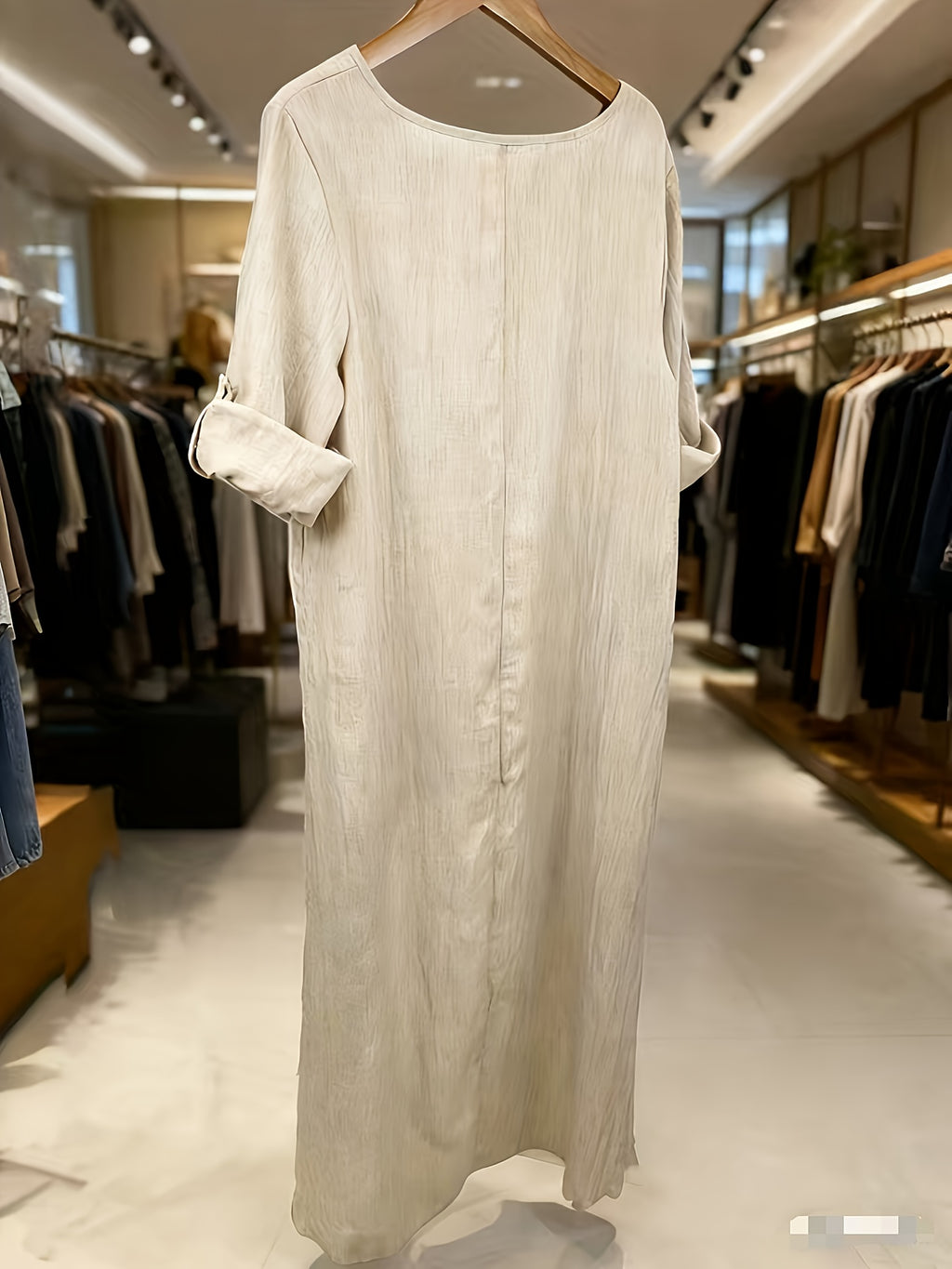 *Women’s Linen Asymmetrical Long Top – Loose Fit Vintage Tunic with Dipped Hem for Spring & Autumn