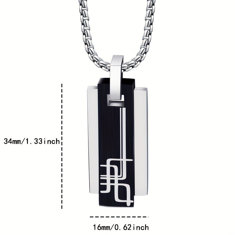 Korean Style Square Stainless Steel Pendant Necklace – Titanium 202 Steel Minimalist Men’s Casual Jewelry