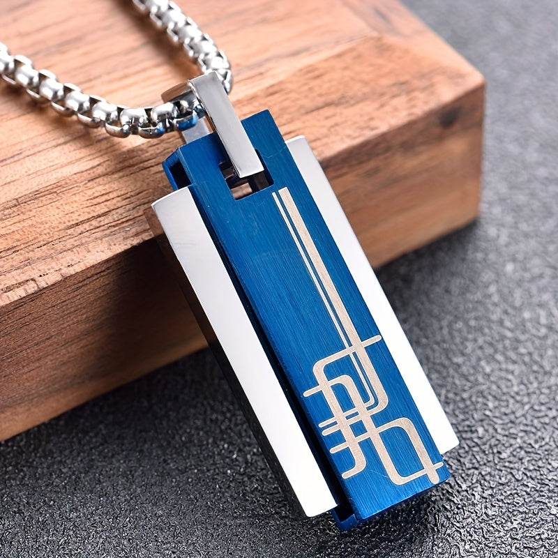 Korean Style Square Stainless Steel Pendant Necklace – Titanium 202 Steel Minimalist Men’s Casual Jewelry