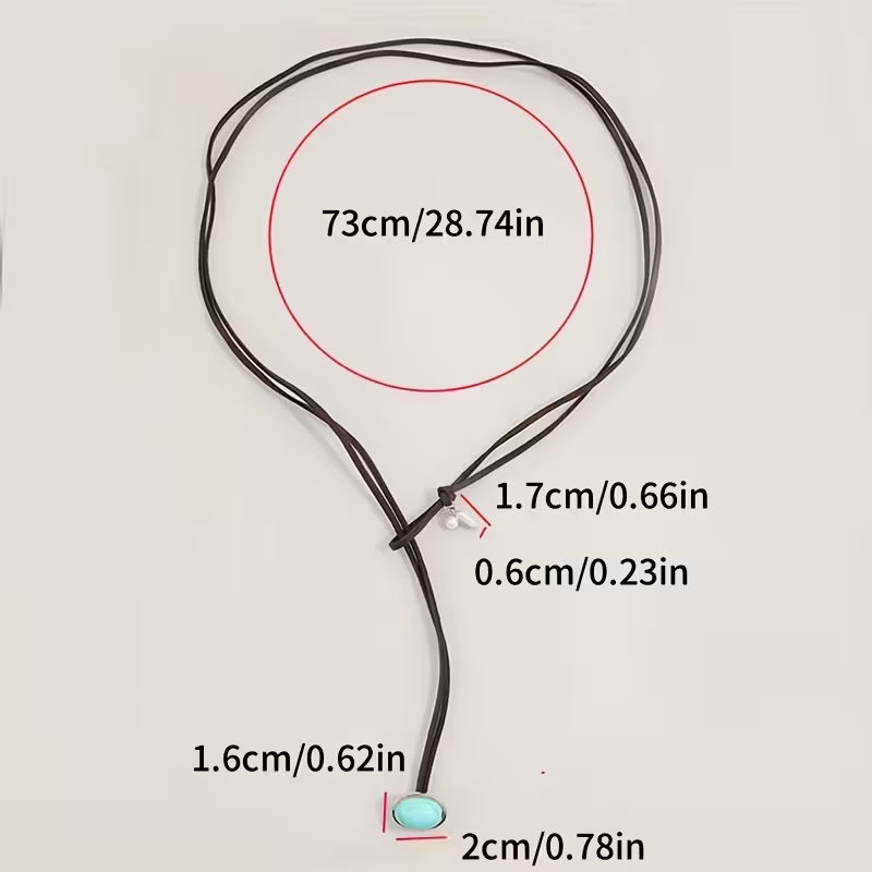 Ethnic Style Vintage Round Pendant Necklace for Women Bohemian Style Beaded Leather Cord Party Birthday