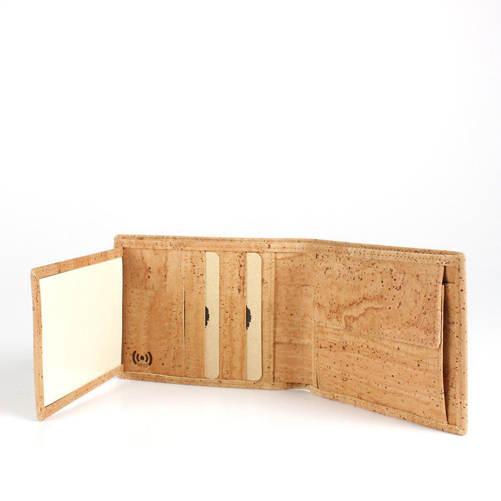 *Men’s Vegan Cork Wallet – Eco-Friendly Portuguese Cork Bifold Wallet with Coin Pocket | Sustainable Slim Card Holder