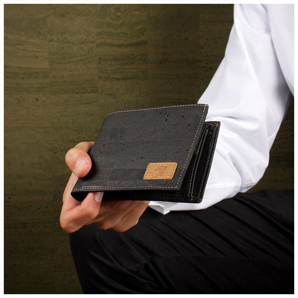*Men’s Vegan Cork Wallet – Eco-Friendly Portuguese Cork Bifold Wallet with Coin Pocket | Sustainable Slim Card Holder