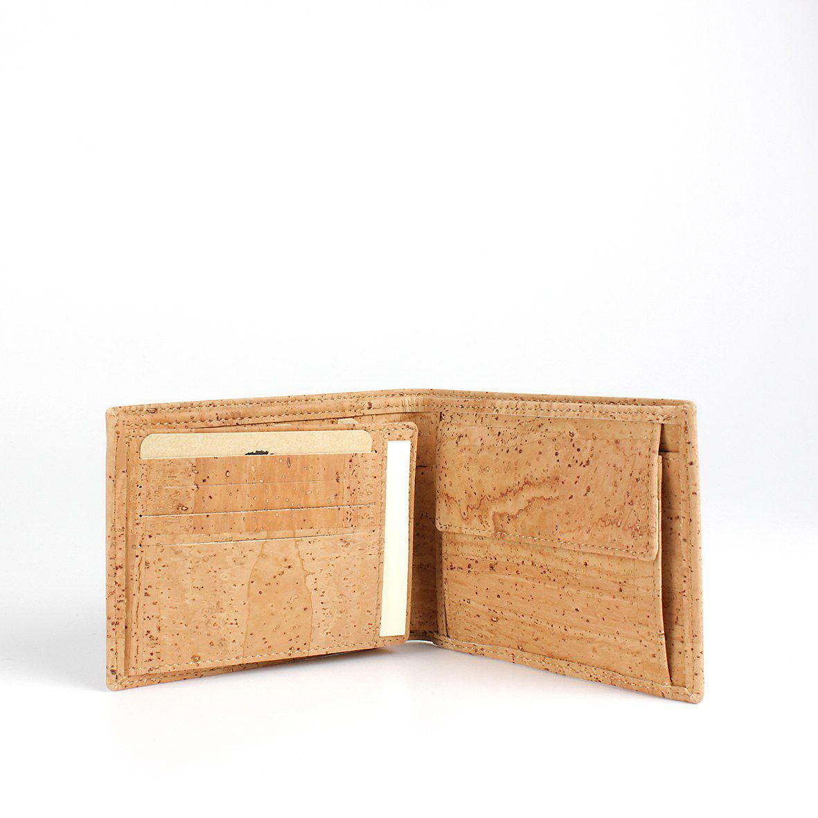 *Men’s Vegan Cork Wallet – Eco-Friendly Portuguese Cork Bifold Wallet with Coin Pocket | Sustainable Slim Card Holder
