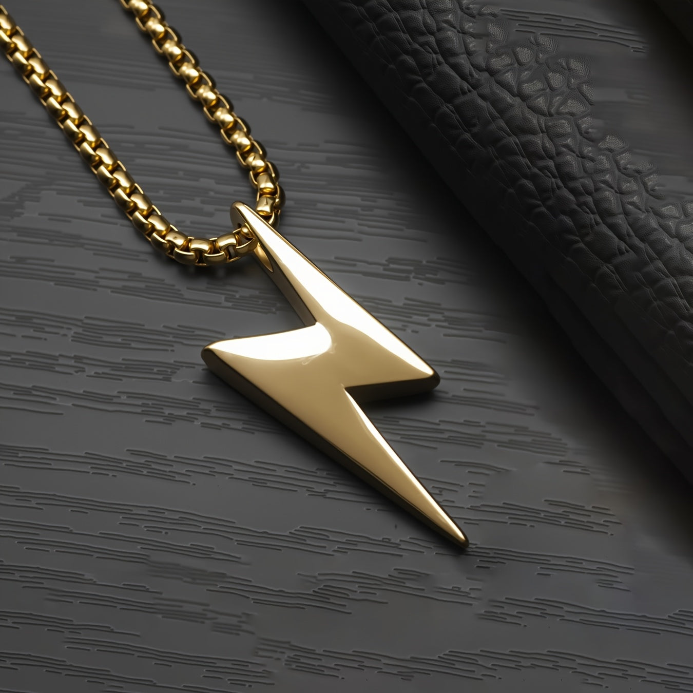 *Men’s Lightning Pendant Necklace – Polished 304 Stainless Steel Durable Jewelry Gift for Him