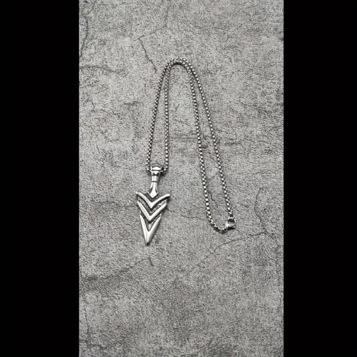 *Men’s Vintage Arrow Pendant Necklace – 304 Stainless Steel Double-Sided Polished Charm 60cm Chain