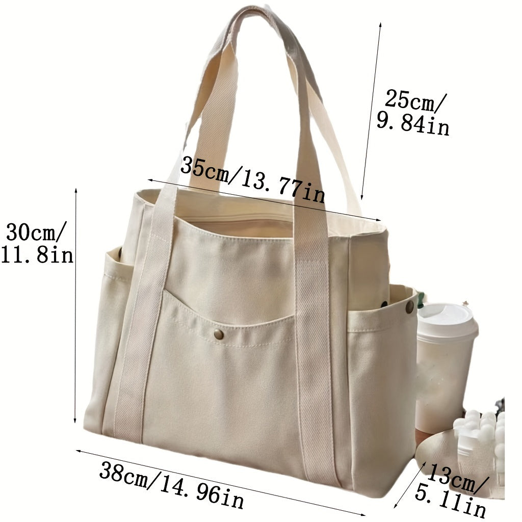 *Large Capacity Canvas Shoulder Tote Bag – Casual Messenger Travel Bag for Men and Women