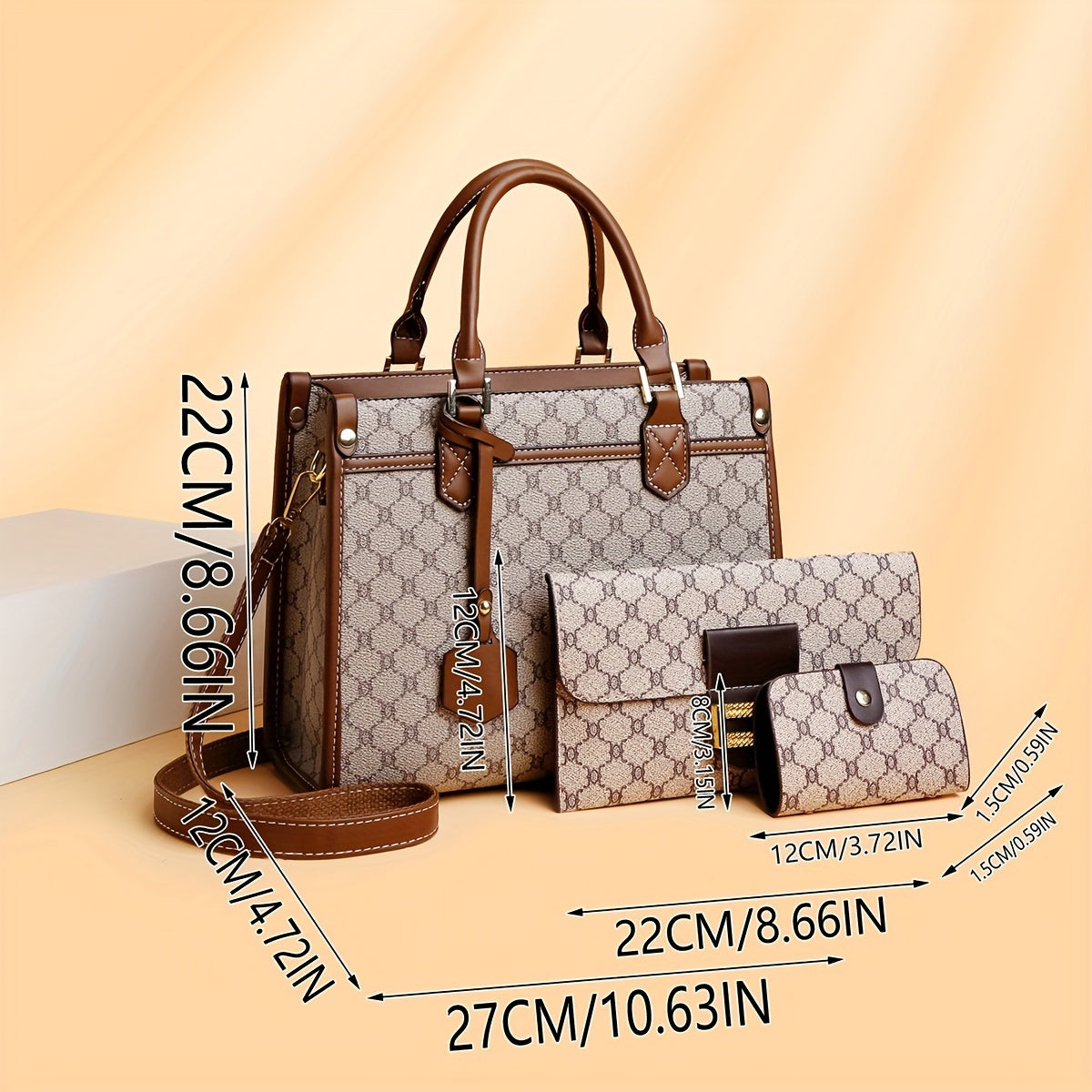 *Women Tote Bag Set 3pcs | Large Capacity Handbag with Clutch and Card Holder Elegant PU Bag