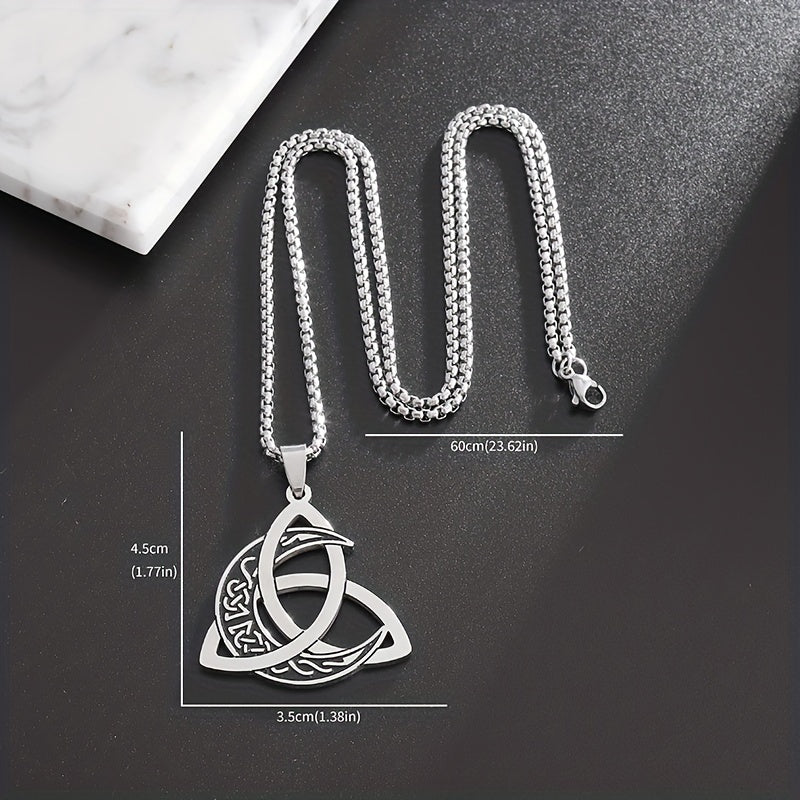 Classic Witch Moon Crescent Necklace – Stainless Steel Mystical Witchcraft Pendant | Unisex Halloween Gothic Jewelry