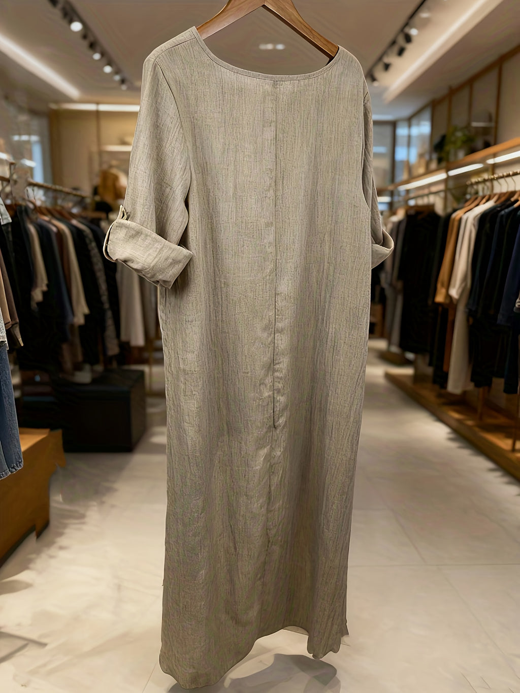 *Women’s Linen Asymmetrical Long Top – Loose Fit Vintage Tunic with Dipped Hem for Spring & Autumn