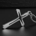 Stainless Steel Cross Pendant Necklace – Minimalist Hollow Christian Chain | Waterproof Hypoallergenic Hip Hop Jewelry for Men &amp; Women