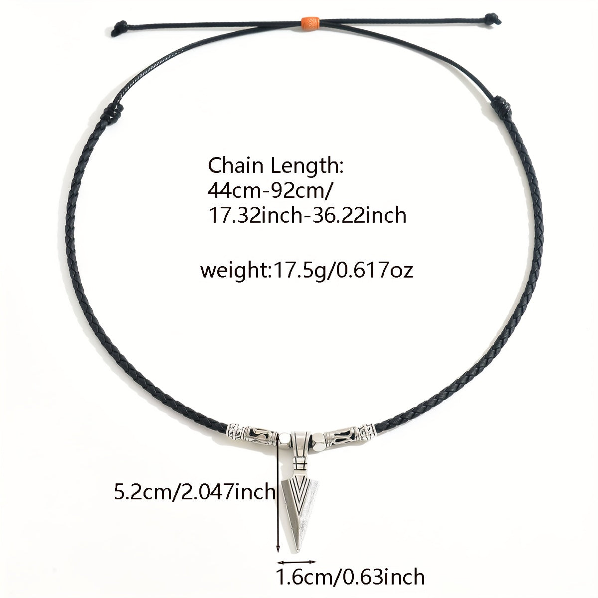 Men’s Trendy Arrow Pendant Necklace with PU Leather Cord – Stylish Alloy Arrow Necklace for Casual; Sports Style