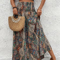 Bohemian Style Wide Leg Pants Women | High Waisted Elastic Casual Trousers for Spring Summer Autumn