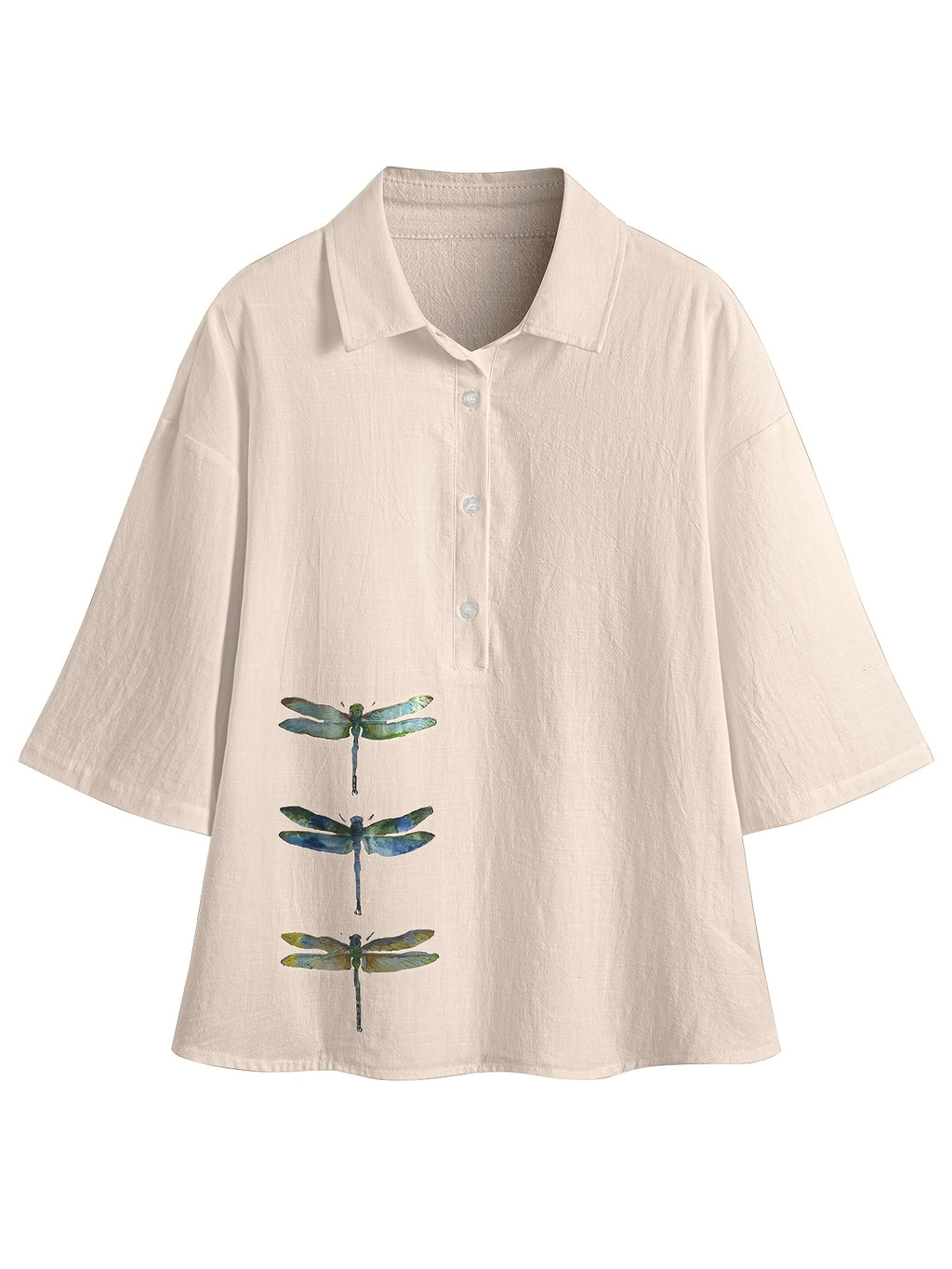Women’s Cotton Dragonfly Cardigan Top – Button Front Loose Fit Casual Lightweight Knit for All Seasons