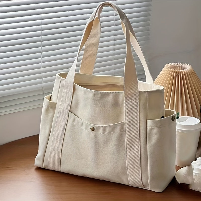 *Large Capacity Canvas Shoulder Tote Bag – Casual Messenger Travel Bag for Men and Women