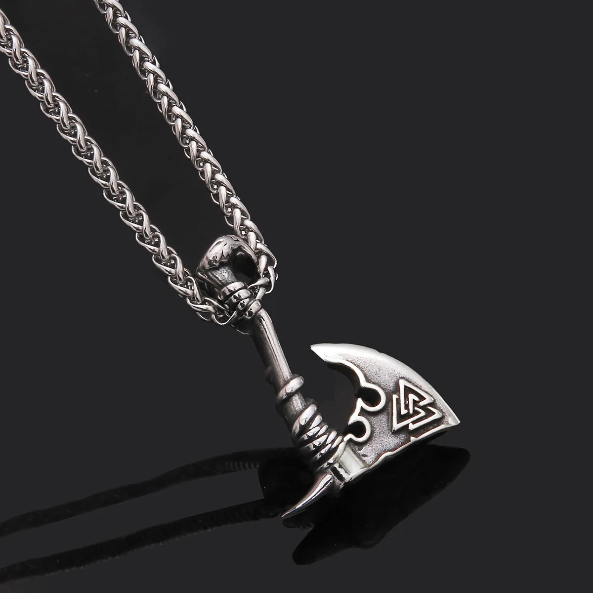 Men’s Viking Axe Pendant Necklace – Vintage Stainless Steel Norse Hip Hop Chain Jewelry