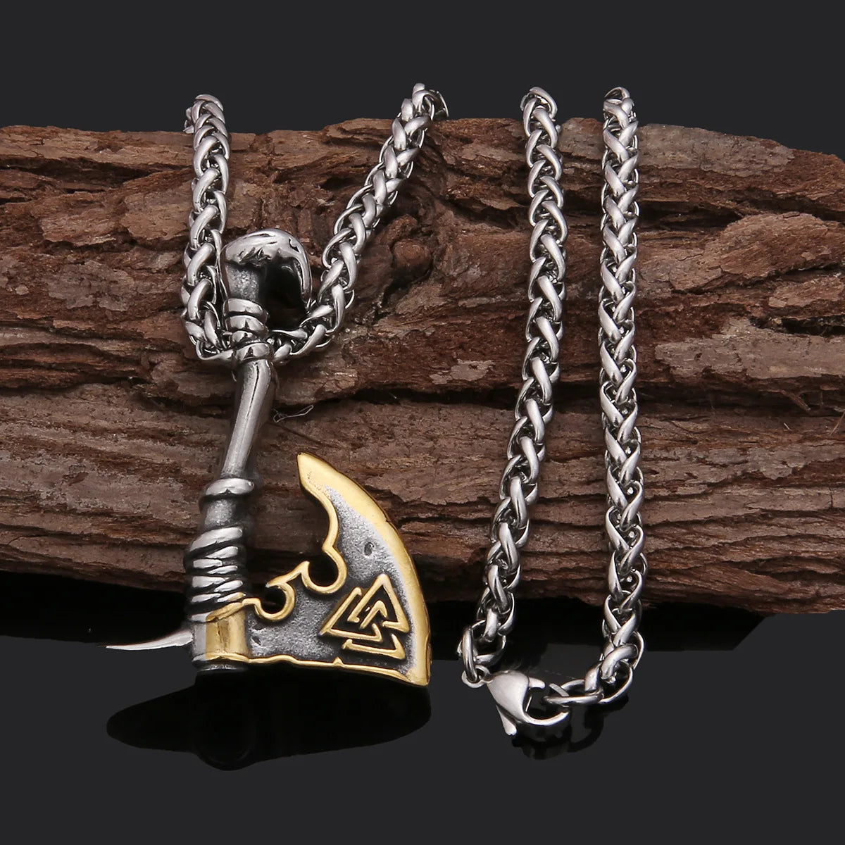 Men’s Viking Axe Pendant Necklace – Vintage Stainless Steel Norse Hip Hop Chain Jewelry
