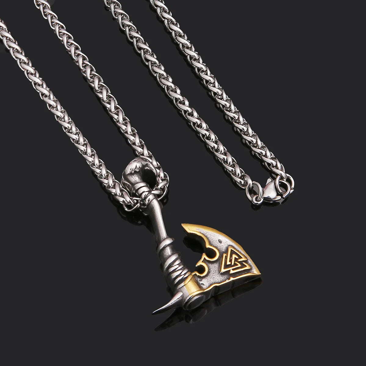 Men’s Viking Axe Pendant Necklace – Vintage Stainless Steel Norse Hip Hop Chain Jewelry