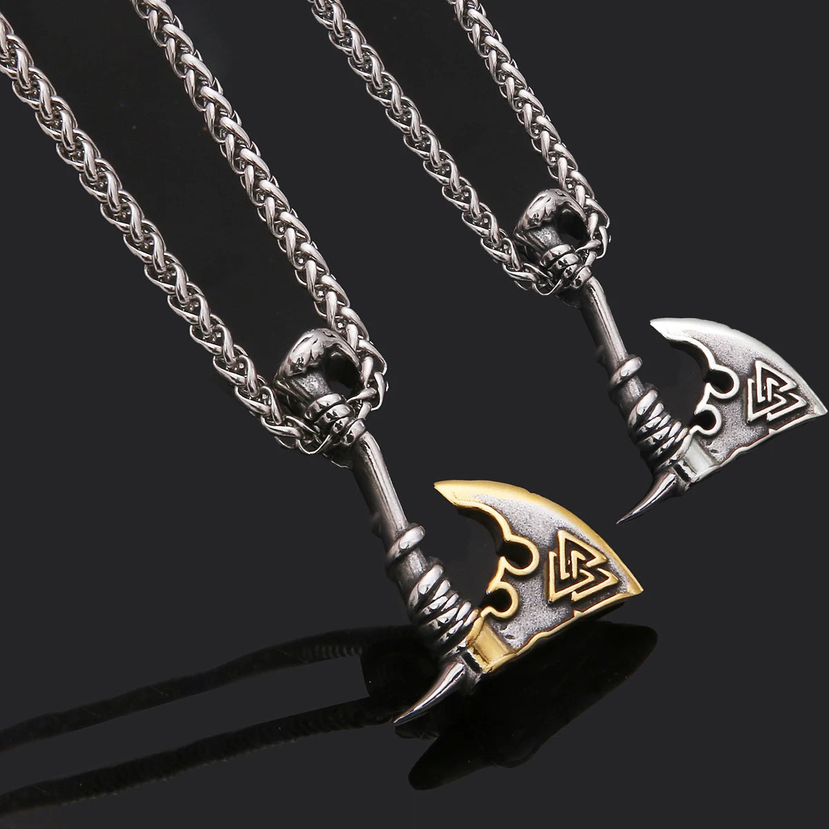 Men’s Viking Axe Pendant Necklace – Vintage Stainless Steel Norse Hip Hop Chain Jewelry