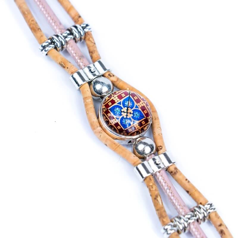 Portuguese Cork Bracelet with Traditional Tile Charm – Handmade Sustainable Jewelry
