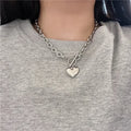 Stainless Steel Heart Pendant Necklace – Elegant Boho Jewelry for Daily Wear; Special Occasions