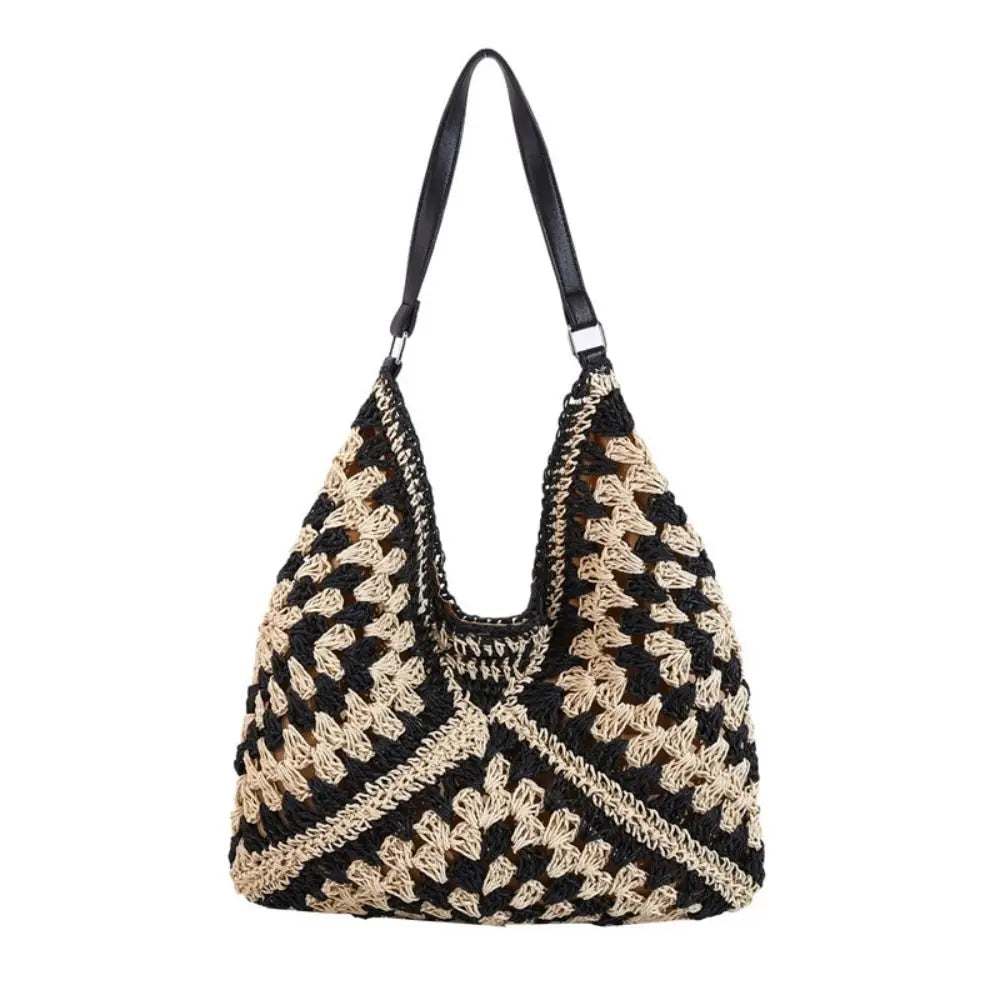 Straw Crochet Bag Women | Summer Beach Shoulder Bag Woven Vacation Tote Casual Handbag