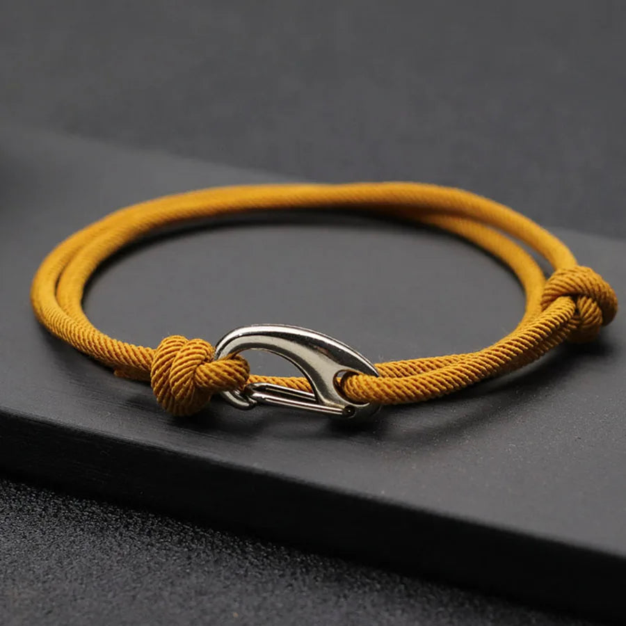 Double Layer Marine Rope Bracelet – Adjustable Nautical String Bracelet for Men; Women | Stainless Steel Casual Jewelry