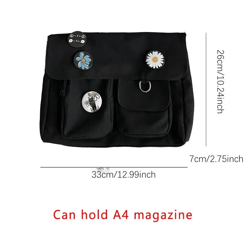 Canvas Messenger Bag Women | Large Capacity Crossbody Shoulder Bag Casual Student Tote