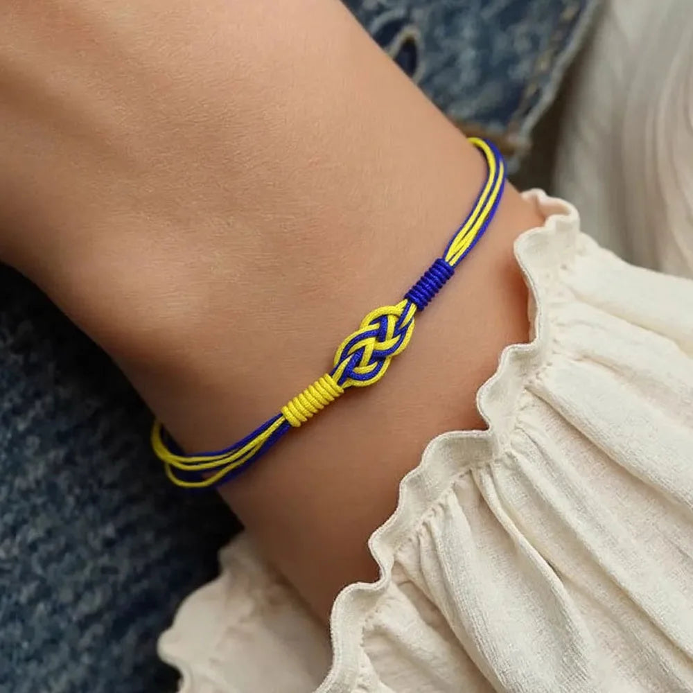 Handmade Love Knot Woven Bracelet – Color Blocking Adjustable Rope Charm Bracelet for Women; Men | Ethnic Friendship Jewelry Gift