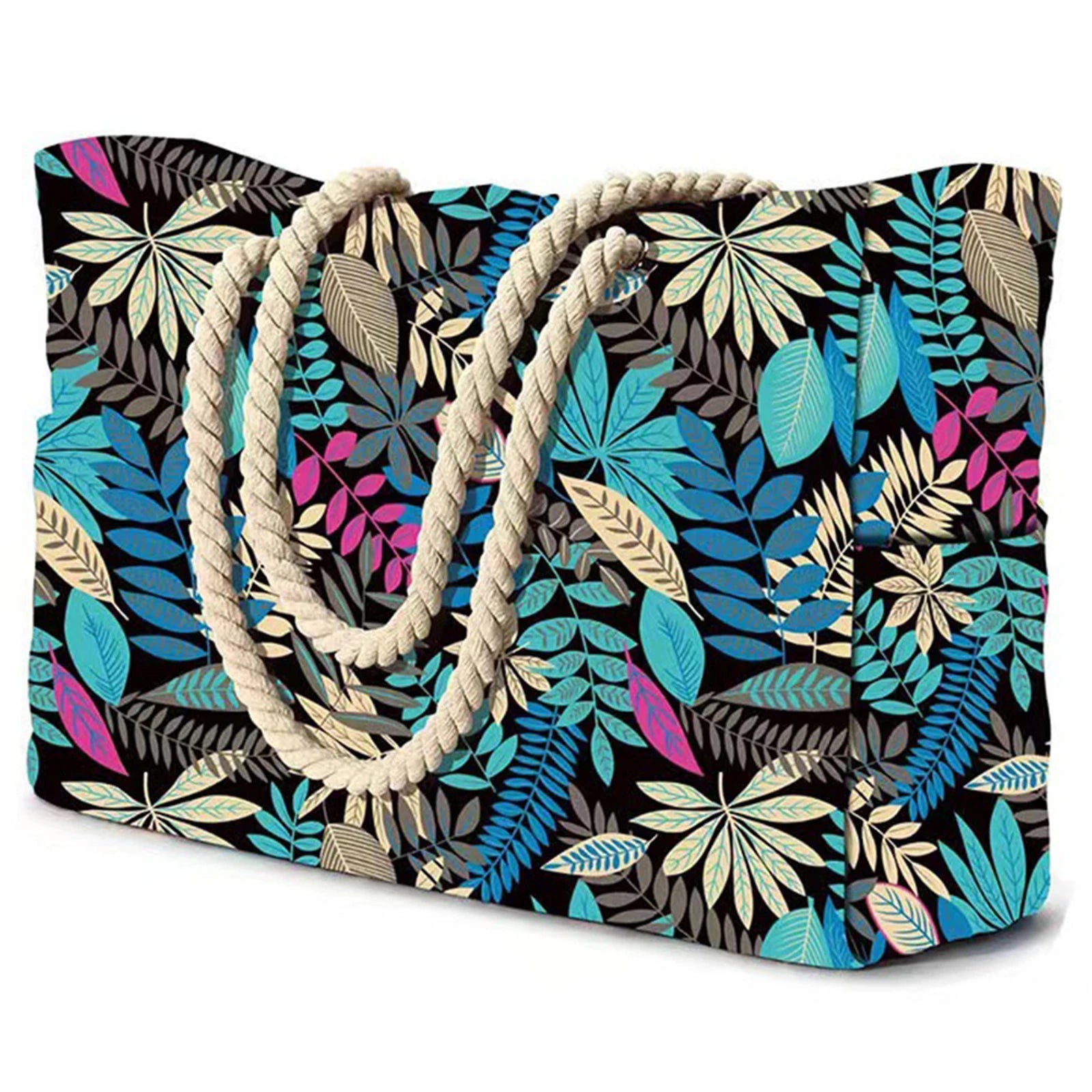 Waterproof Beach Bag Canvas | Foldable Striped Travel Tote Large Capacity Outdoor Bag