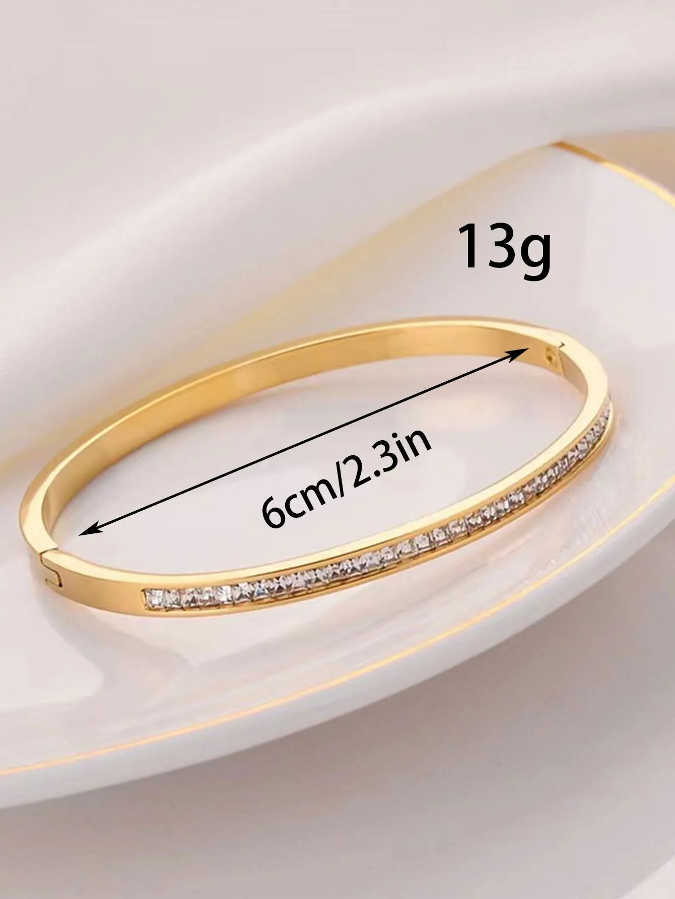 Women’s Stainless Steel Zircon Bracelet – Single Row Cubic Zirconia Bangle, Non-Fading Party; Gift Jewelry