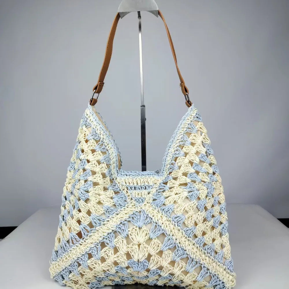 Straw Crochet Bag Women | Summer Beach Shoulder Bag Woven Vacation Tote Casual Handbag