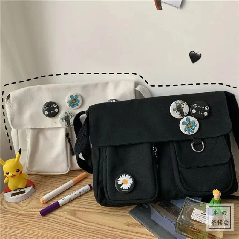 Canvas Messenger Bag Women | Large Capacity Crossbody Shoulder Bag Casual Student Tote