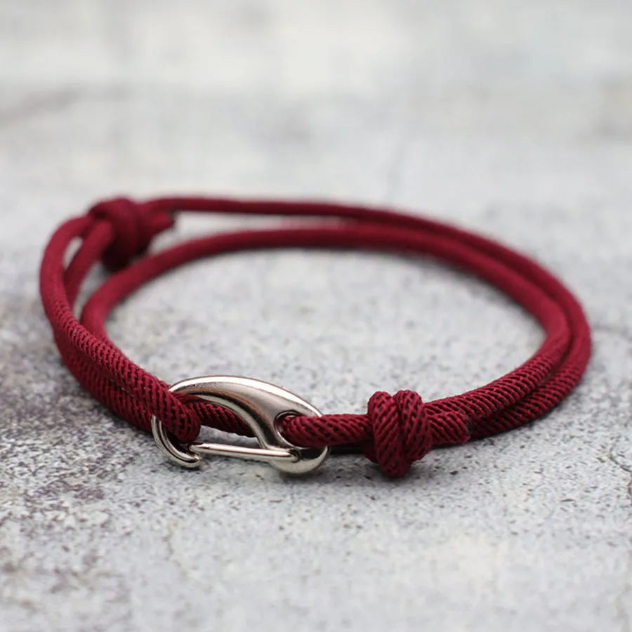 Double Layer Marine Rope Bracelet – Adjustable Nautical String Bracelet for Men; Women | Stainless Steel Casual Jewelry