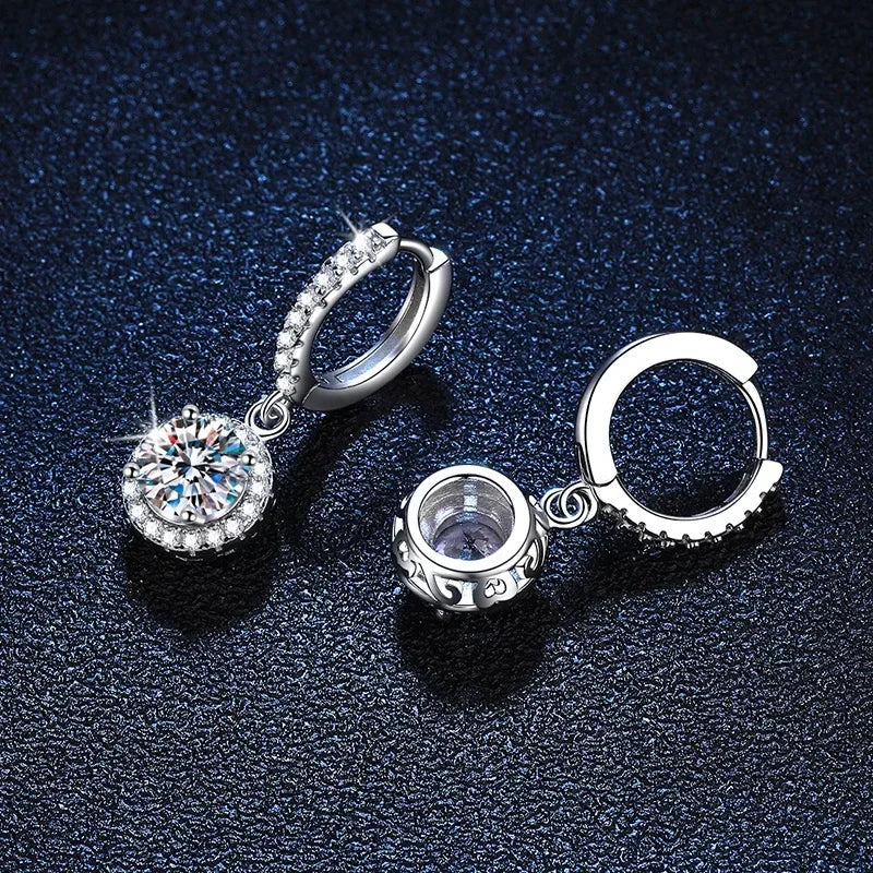 Stainless Steel 1 Carat Moissanite Round Hoop Earrings for Women – Luxury Hypoallergenic Bridal Evening Jewelry