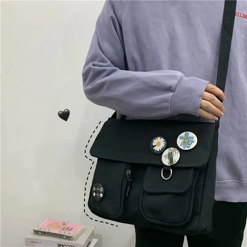 Canvas Messenger Bag Women | Large Capacity Crossbody Shoulder Bag Casual Student Tote