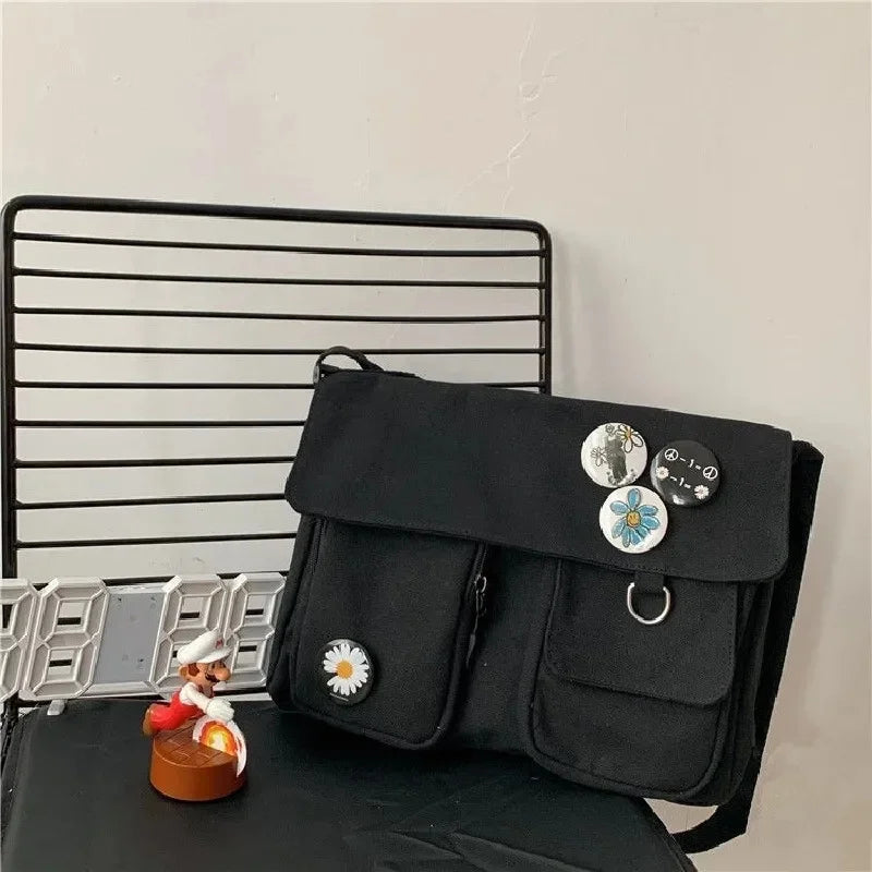 Canvas Messenger Bag Women | Large Capacity Crossbody Shoulder Bag Casual Student Tote