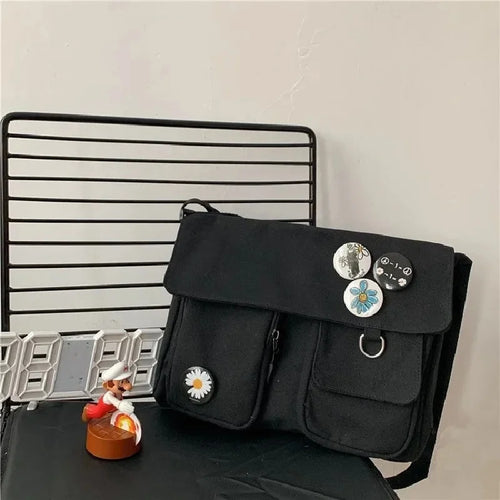 Canvas Messenger Bag Women | Large Capacity Crossbody Shoulder Bag Casual Student Tote