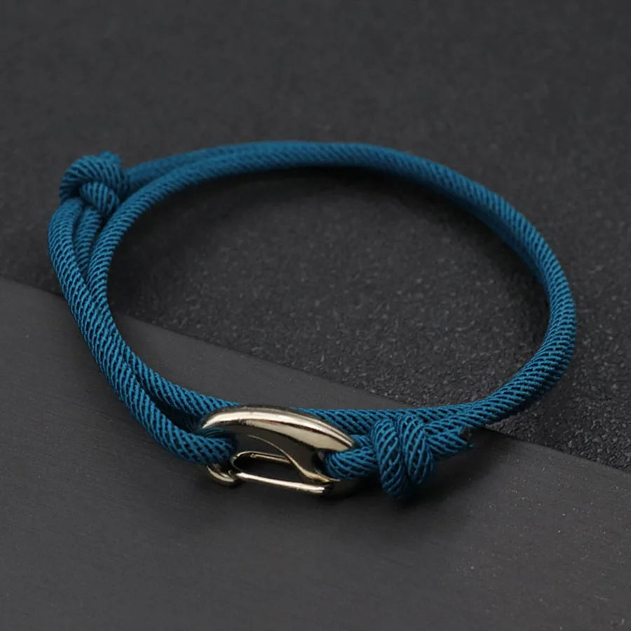 Double Layer Marine Rope Bracelet – Adjustable Nautical String Bracelet for Men; Women | Stainless Steel Casual Jewelry