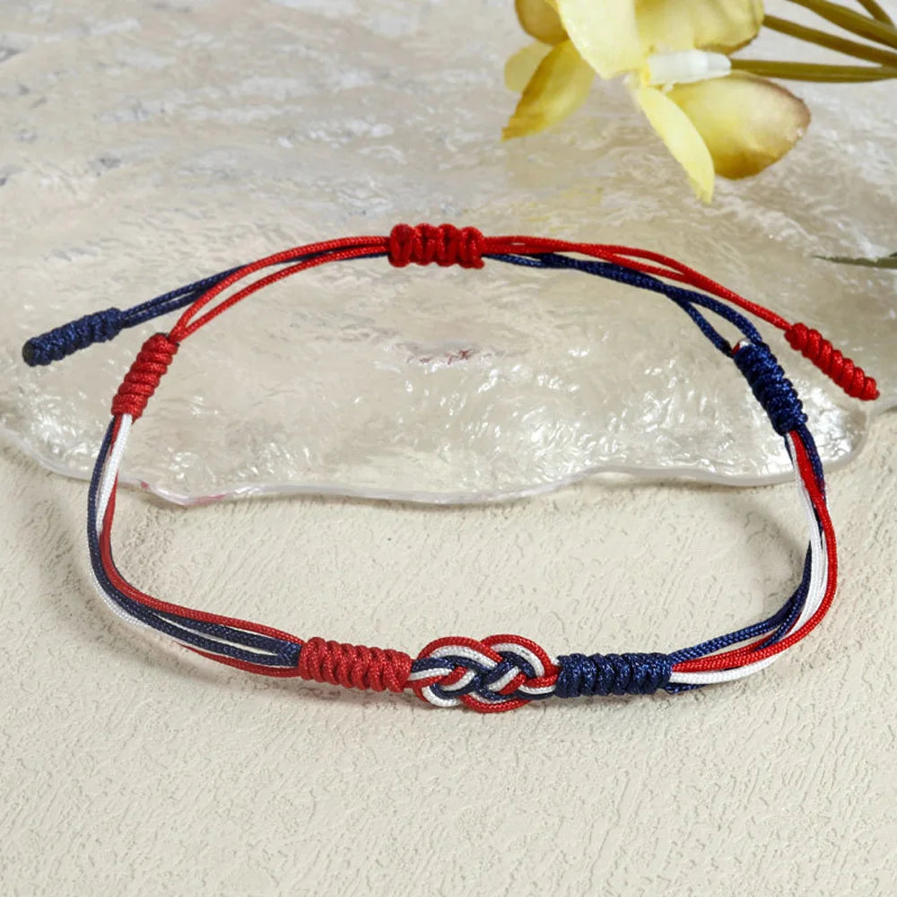 Handmade Love Knot Woven Bracelet – Color Blocking Adjustable Rope Charm Bracelet for Women; Men | Ethnic Friendship Jewelry Gift