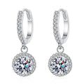 Stainless Steel 1 Carat Moissanite Round Hoop Earrings for Women – Luxury Hypoallergenic Bridal Evening Jewelry