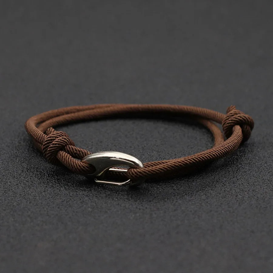 Double Layer Marine Rope Bracelet – Adjustable Nautical String Bracelet for Men; Women | Stainless Steel Casual Jewelry