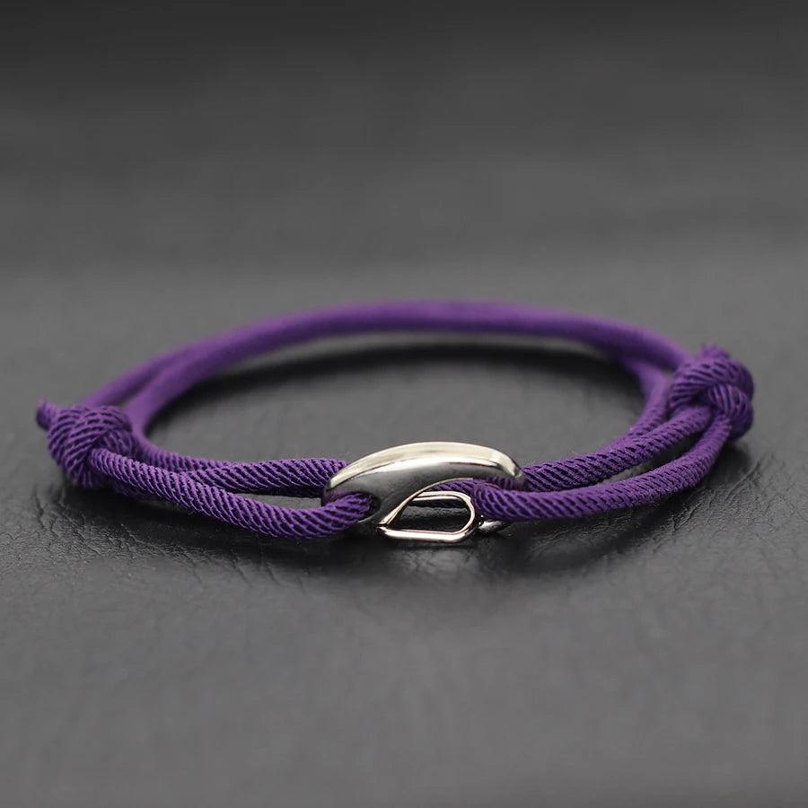 Double Layer Marine Rope Bracelet – Adjustable Nautical String Bracelet for Men; Women | Stainless Steel Casual Jewelry