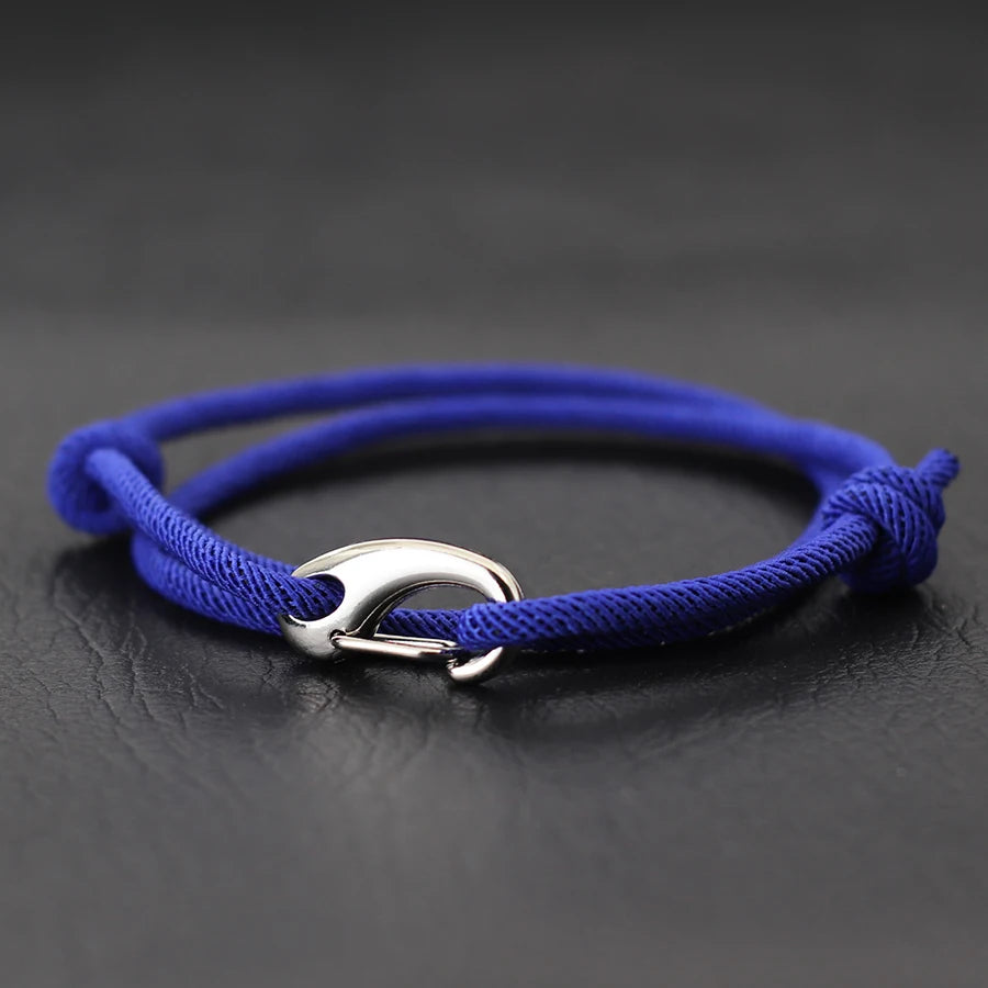 Double Layer Marine Rope Bracelet – Adjustable Nautical String Bracelet for Men; Women | Stainless Steel Casual Jewelry